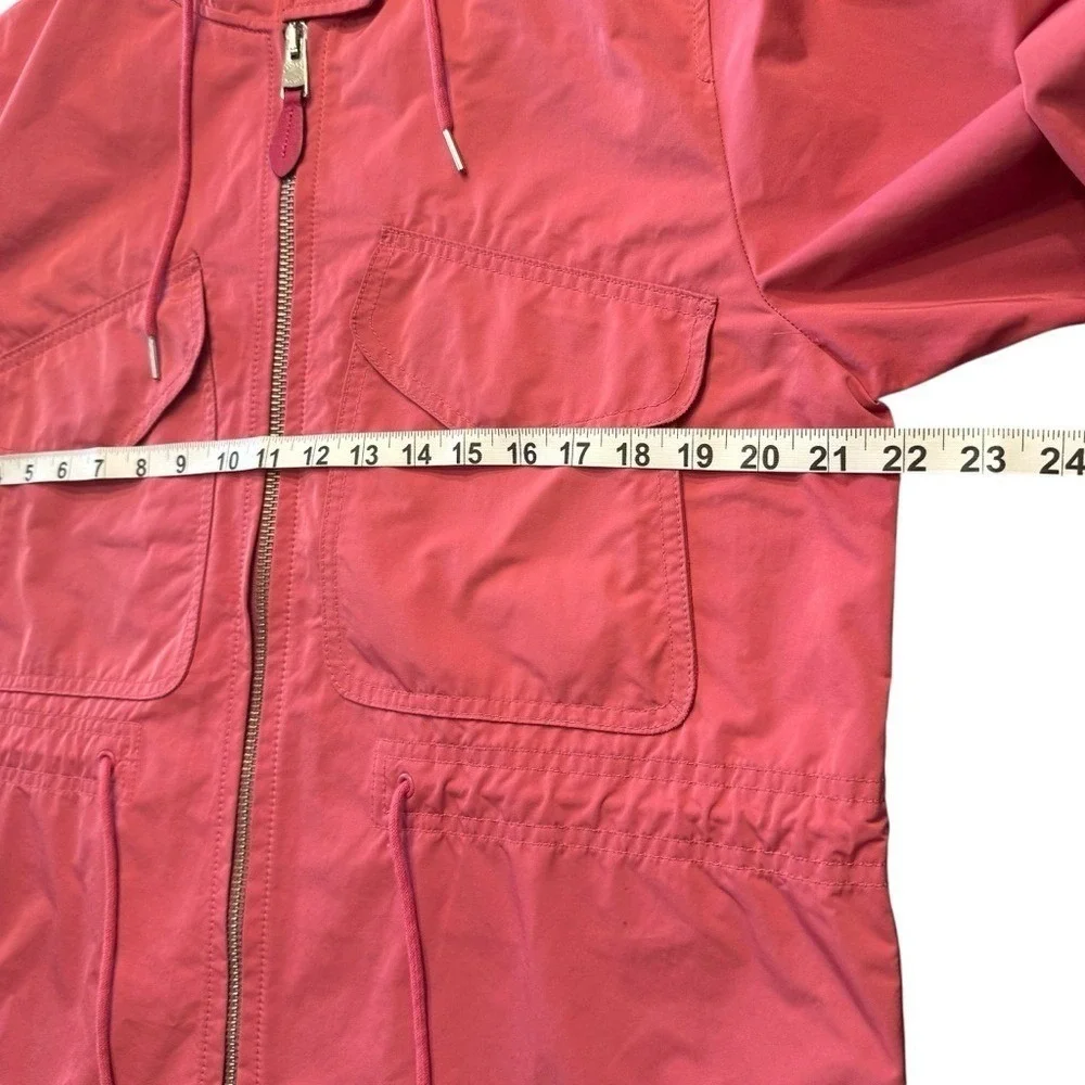 Coach Womens Pink Hooded Utility Field Jacket Parka XS Drawstring Waist Full Zip